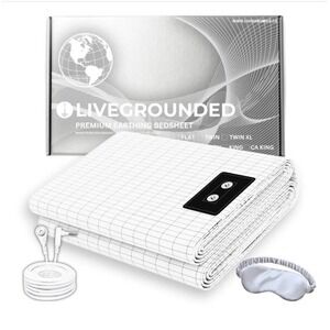 Live Grounded Premium 95% Organic‎ Cotton 5% Silver Fitted Sheet FULL 18" Deep